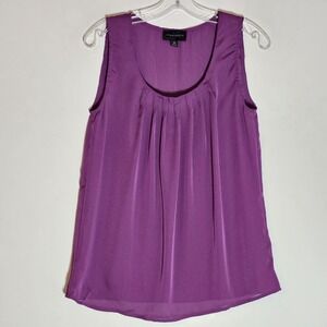 Investments Blouse Womens 10 Purple Sleeveless Pleated Scoop Neck Top Polyester